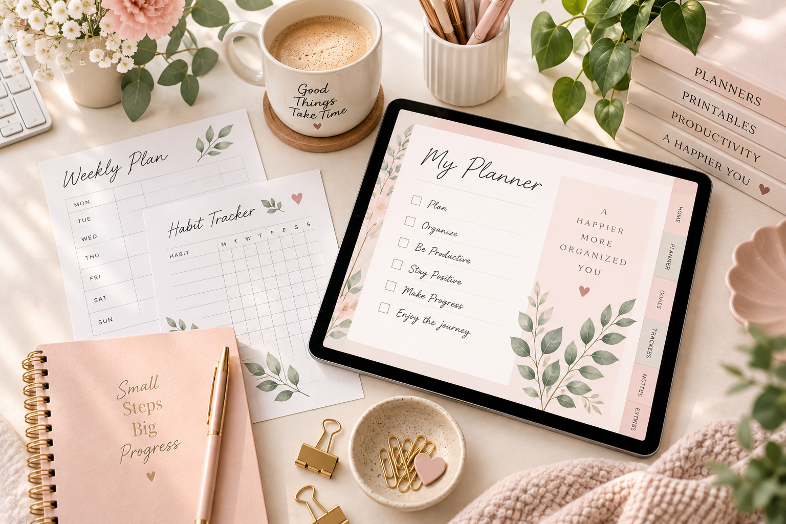 Aesthetic digital planner and printable workspace from Krystle Art Designs